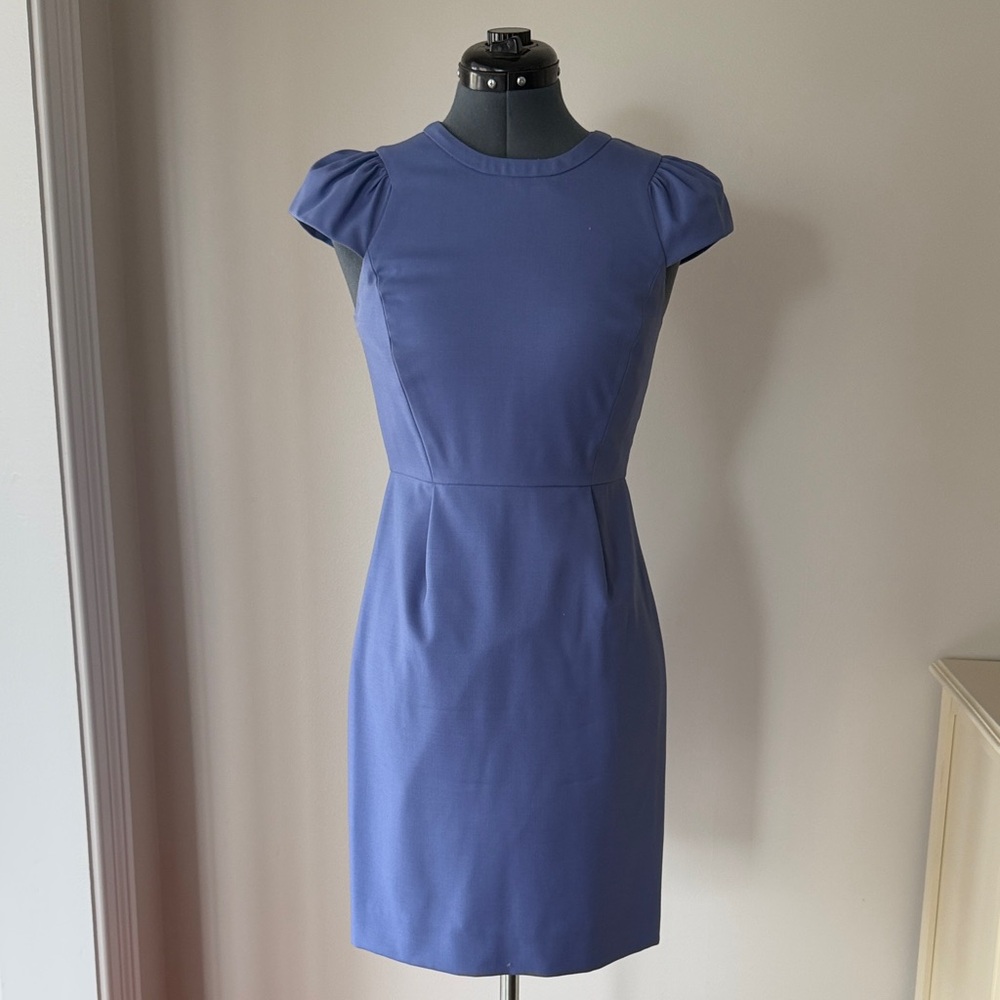 J. Crew Elegant Blue Mini Dress with Cap Sleeves